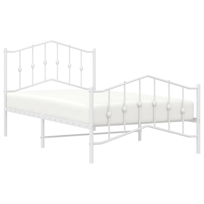 Pemberly Row Rectangular Powder-Coated Steel Twin Bed Frame in White