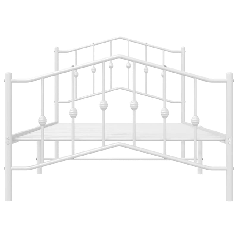 Pemberly Row Rectangular Powder-Coated Steel Twin Bed Frame in White
