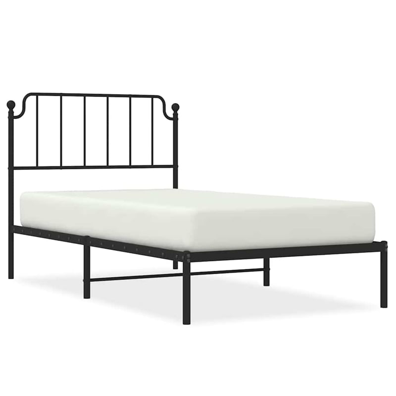 Pemberly Row Contemporary Powder-Coated Steel Twin Bed Frame in Black