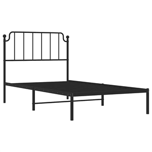 Pemberly Row Contemporary Powder-Coated Steel Twin Bed Frame in Black