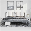 Pemberly Row Powder-Coated Steel King/Double Bed Frame in Black