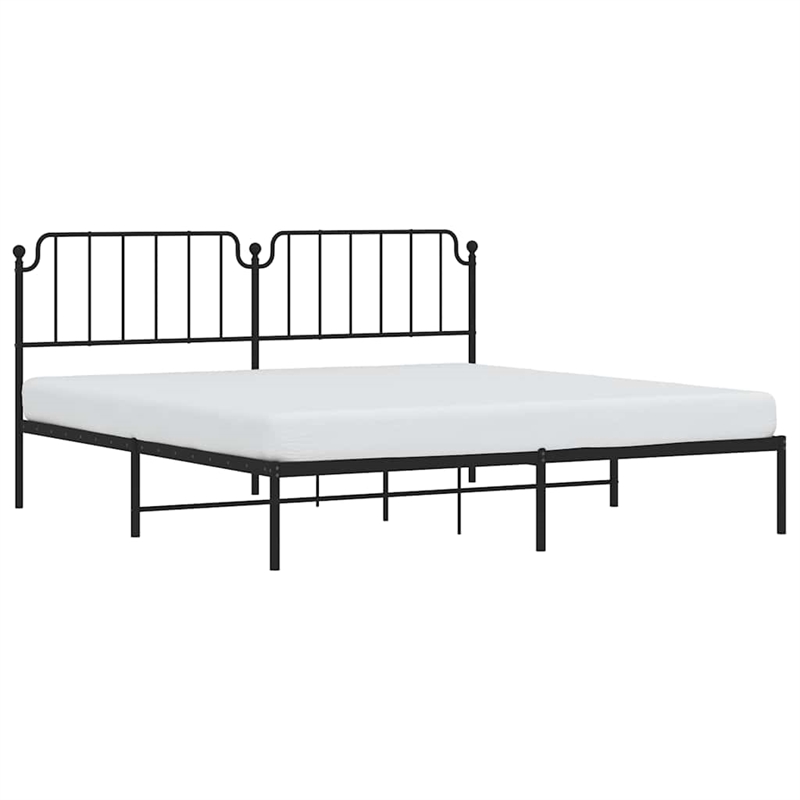 Pemberly Row Powder-Coated Steel King/Double Bed Frame in Black