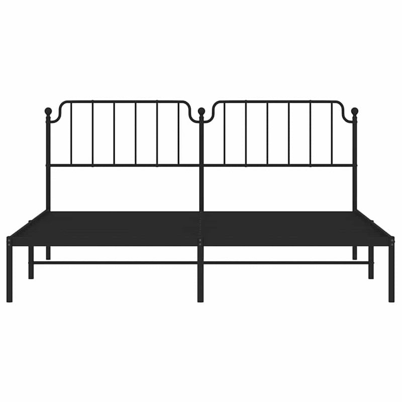Pemberly Row Powder-Coated Steel King/Double Bed Frame in Black