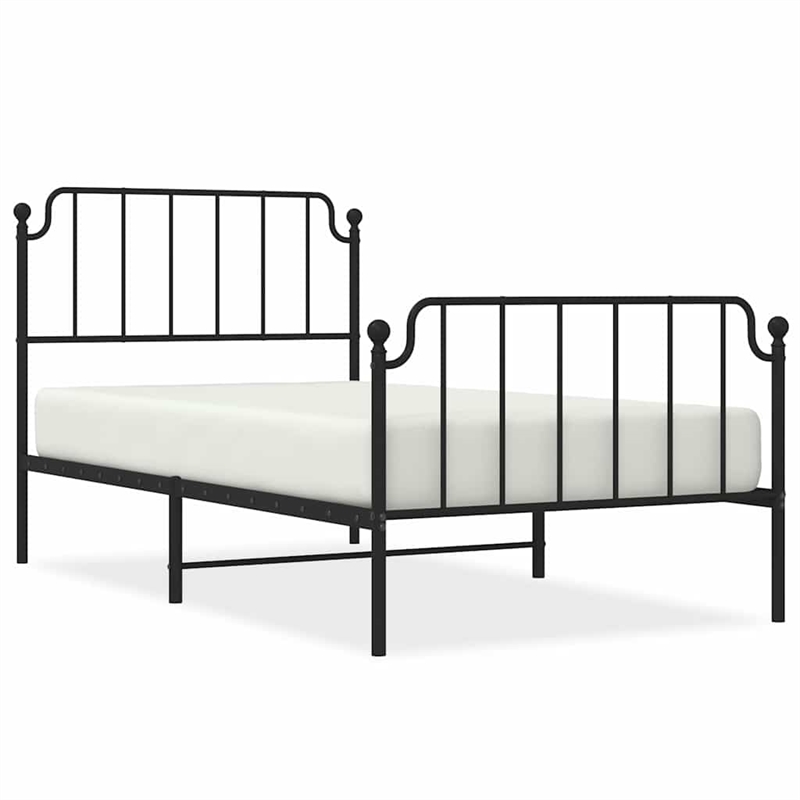 Pemberly Row Contemporary Powder-Coated Steel Twin Bed Frame in Black