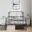 Pemberly Row Contemporary Powder-Coated Steel Twin Bed Frame in Black