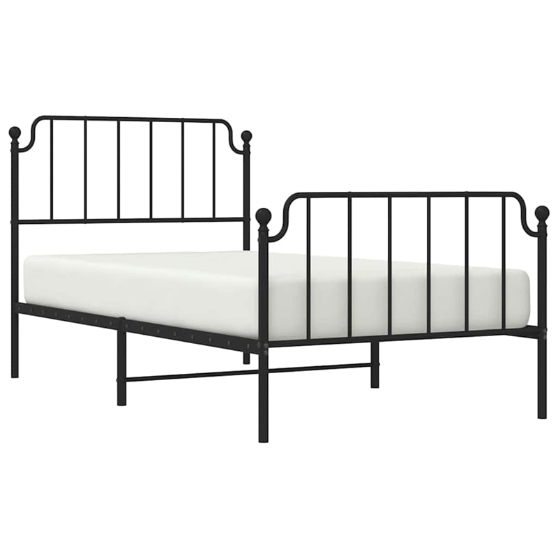Pemberly Row Contemporary Powder-Coated Steel Twin Bed Frame in Black