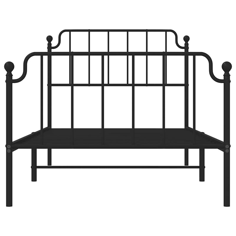Pemberly Row Contemporary Powder-Coated Steel Twin Bed Frame in Black