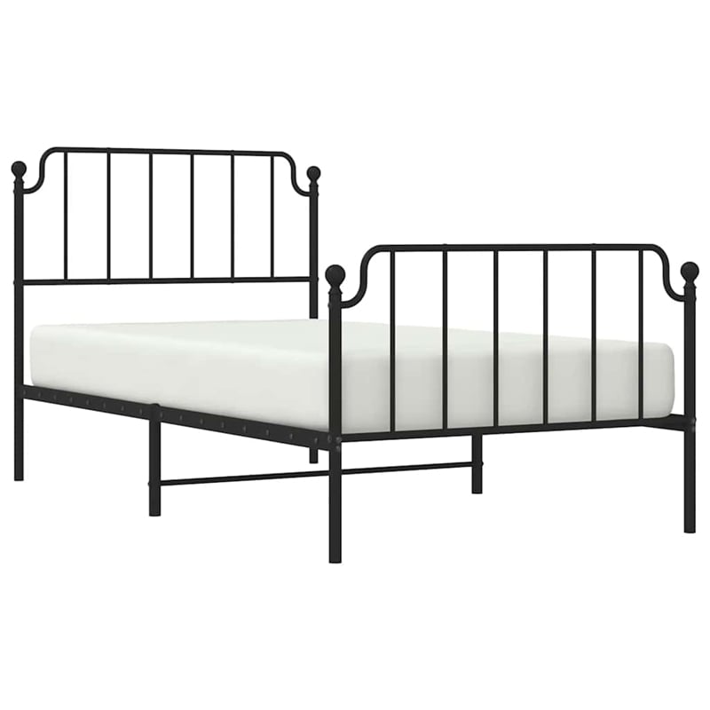 Pemberly Row Contemporary Powder-Coated Steel Twin Bed Frame in Black
