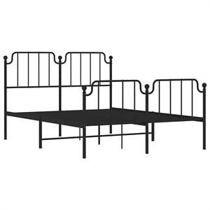 Pemberly Row 53.1 x 74.8 Powder-Coated Steel Bed Frame in Black