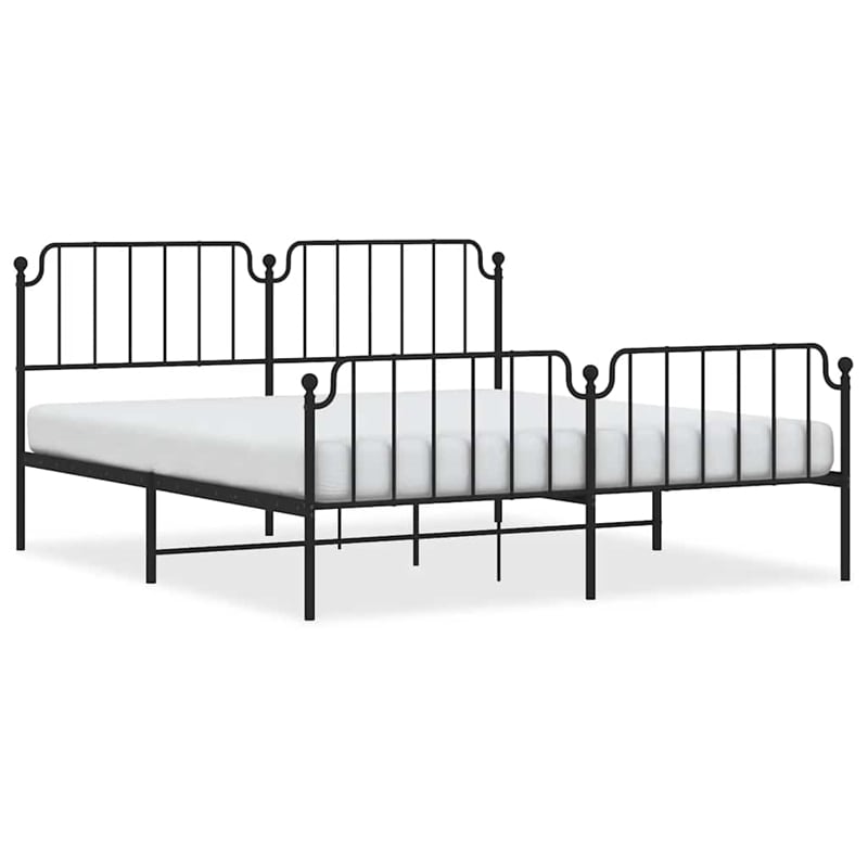 Pemberly Row Rectangular Powder-Coated Steel Full Bed Frame in Black