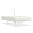 Pemberly Row Contemporary Powder-Coated Steel Single Bed Frame in White