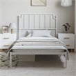 Pemberly Row Contemporary Powder-Coated Steel Single Bed Frame in White