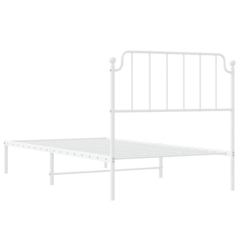 Pemberly Row Contemporary Powder-Coated Steel Single Bed Frame in White