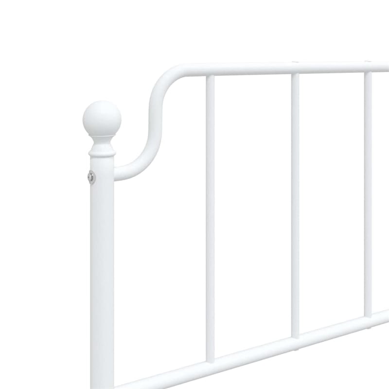 Pemberly Row Contemporary Powder-Coated Steel Single Bed Frame in White