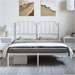 Pemberly Row Powder-Coated Steel Full/Double Bed Frame in White