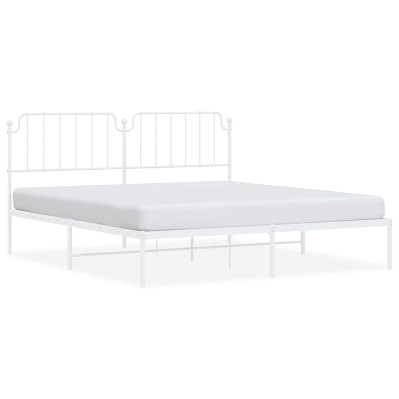 Pemberly Row Powder-Coated Steel Cal King/Double Bed Frame in White
