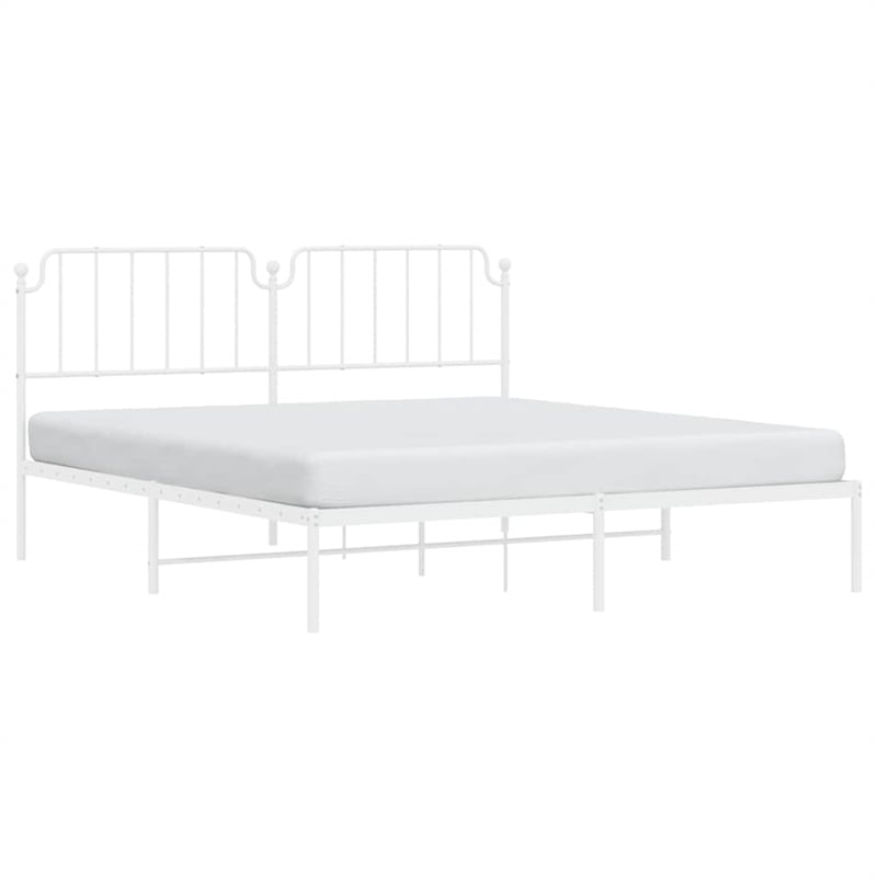 Pemberly Row Powder-Coated Steel Cal King/Double Bed Frame in White