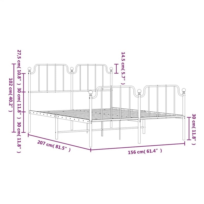 Pemberly Row Powder-Coated Steel King Size Bed Frame in White