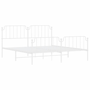 Pemberly Row Rectangular Powder-Coated Steel Full Bed Frame in White