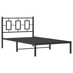 Pemberly Row 39.4&quotx78.7&quot Metal Black Bed Frame without Mattress with Headboard