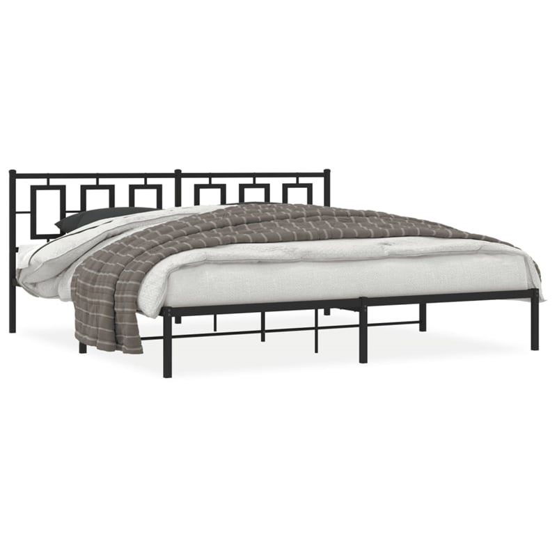 Pemberly Row Rectangular 76.0 x 80.0 Steel Bed Frame in Black