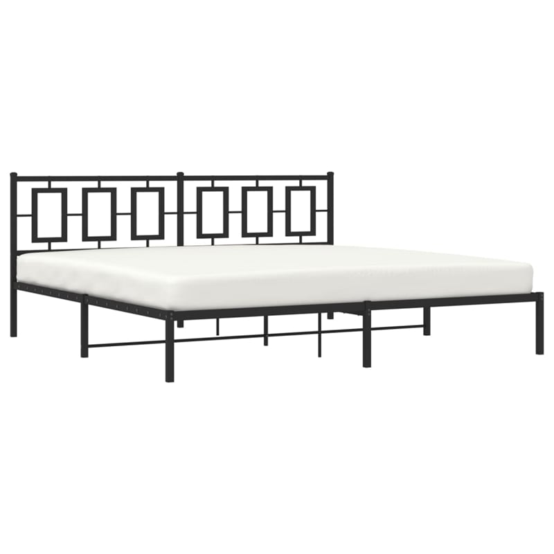 Pemberly Row Rectangular 76.0 x 80.0 Steel Bed Frame in Black