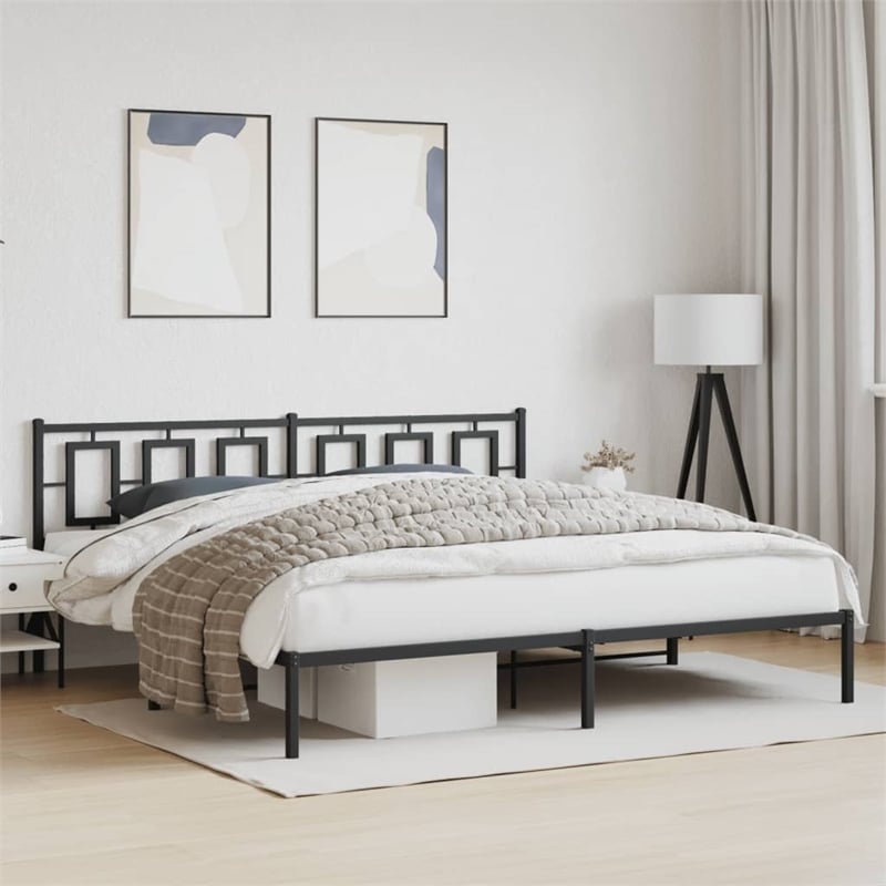 Pemberly Row Rectangular 76.0 x 80.0 Steel Bed Frame in Black