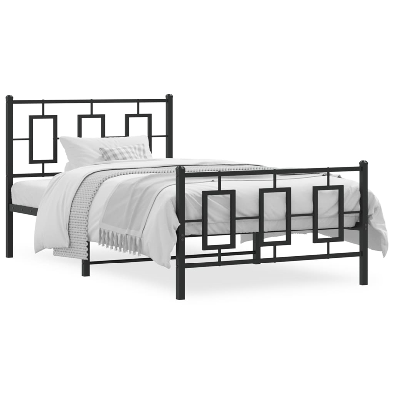 Pemberly Row Contemporary Powder-Coated Steel Twin Bed Frame in Black