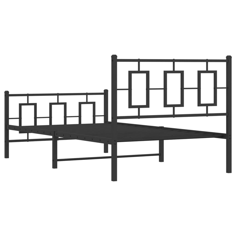 Pemberly Row Contemporary Powder-Coated Steel Twin Bed Frame in Black