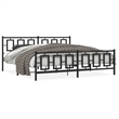 Pemberly Row Contemporary 76x80 Powder-Coated Steel Bed Frame in Black