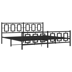 Pemberly Row Contemporary 76x80 Powder-Coated Steel Bed Frame in Black