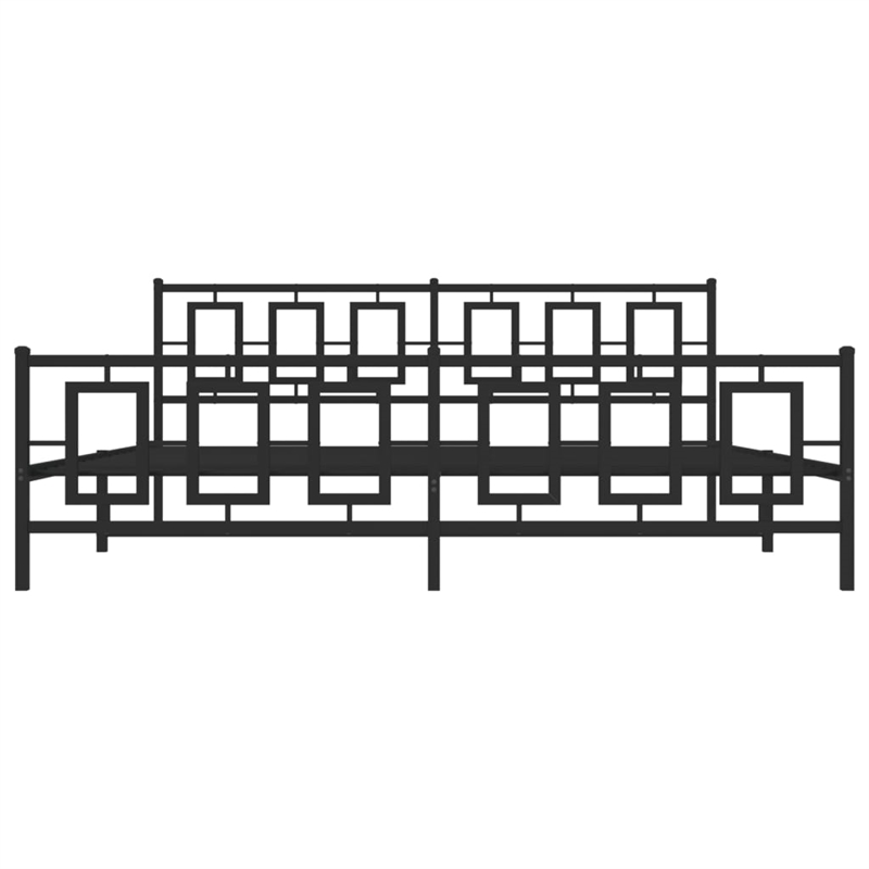 Pemberly Row Contemporary 76x80 Powder-Coated Steel Bed Frame in Black