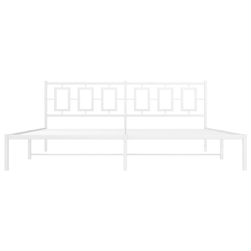 Pemberly Row Rectangular Powder-Coated Steel Full Bed Frame in White
