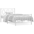 Pemberly Row Contemporary Powder-Coated Steel Single Bed Frame in White