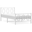 Pemberly Row Contemporary Powder-Coated Steel Single Bed Frame in White