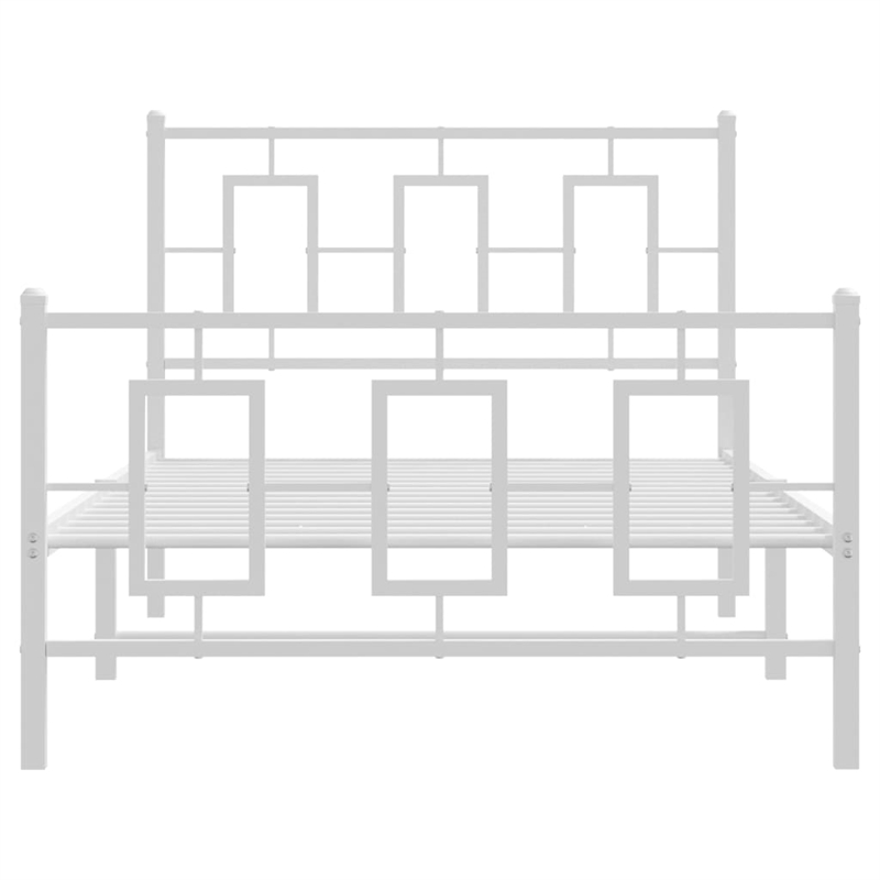 Pemberly Row Contemporary Powder-Coated Steel Single Bed Frame in White