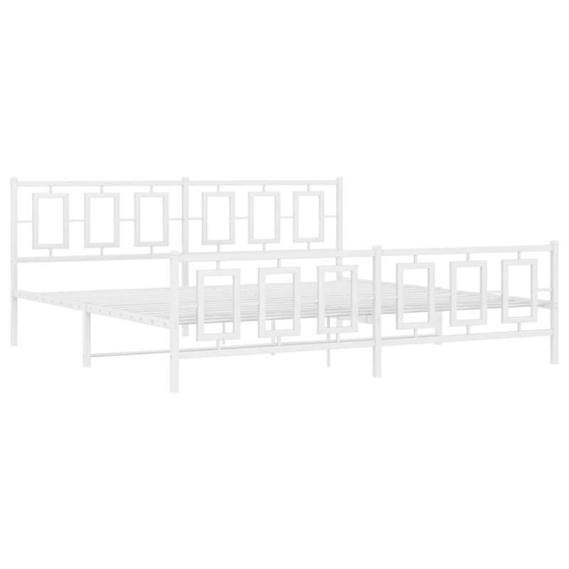 Pemberly Row Rectangular Powder-Coated Steel Full Bed Frame in White