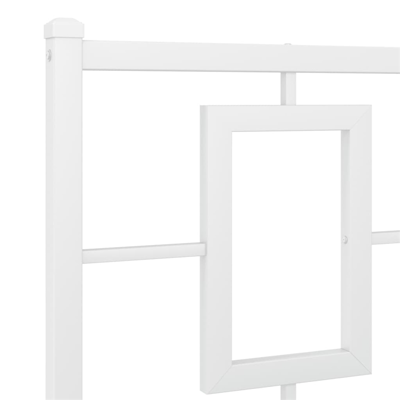 Pemberly Row Rectangular Powder-Coated Steel Full Bed Frame in White