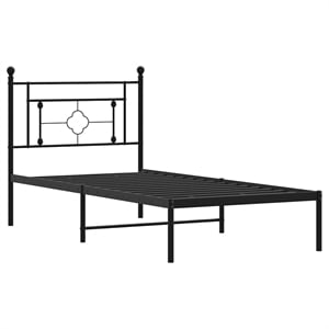 Pemberly Row Contemporary Powder-Coated Steel Twin Bed Frame in Black