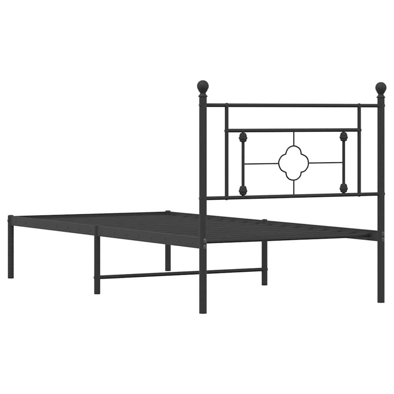 Pemberly Row Contemporary Powder-Coated Steel Twin Bed Frame in Black