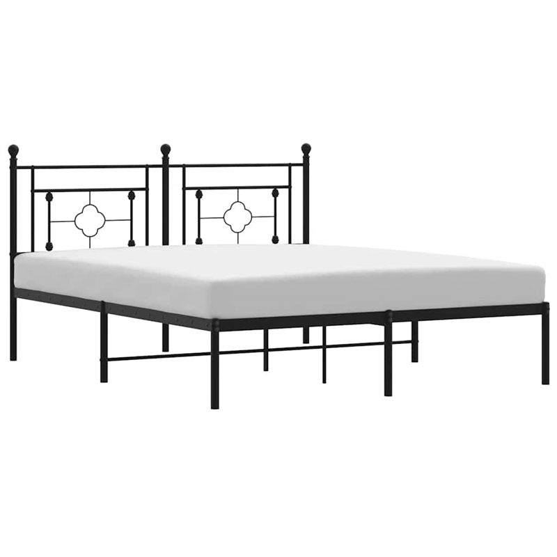 Pemberly Row Contemporary Powder-Coated Steel King Bed Frame in Black