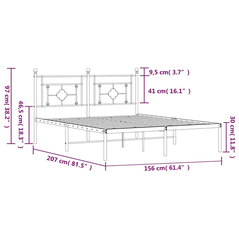 Pemberly Row Contemporary Powder-Coated Steel King Bed Frame in Black