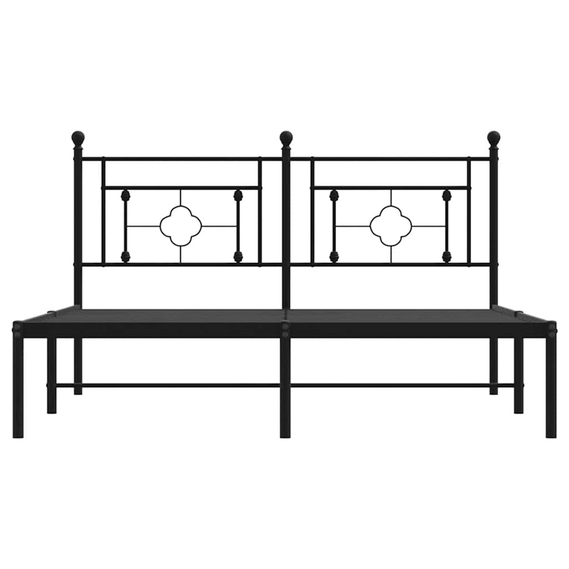 Pemberly Row Contemporary Powder-Coated Steel King Bed Frame in Black