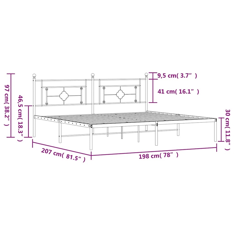 Pemberly Row Powder-Coated Steel King/Double Bed Frame in Black