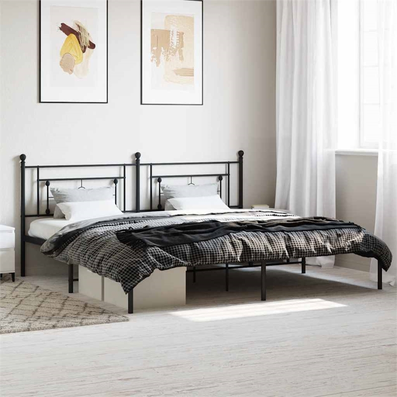 Pemberly Row Powder-Coated Steel King/Double Bed Frame in Black