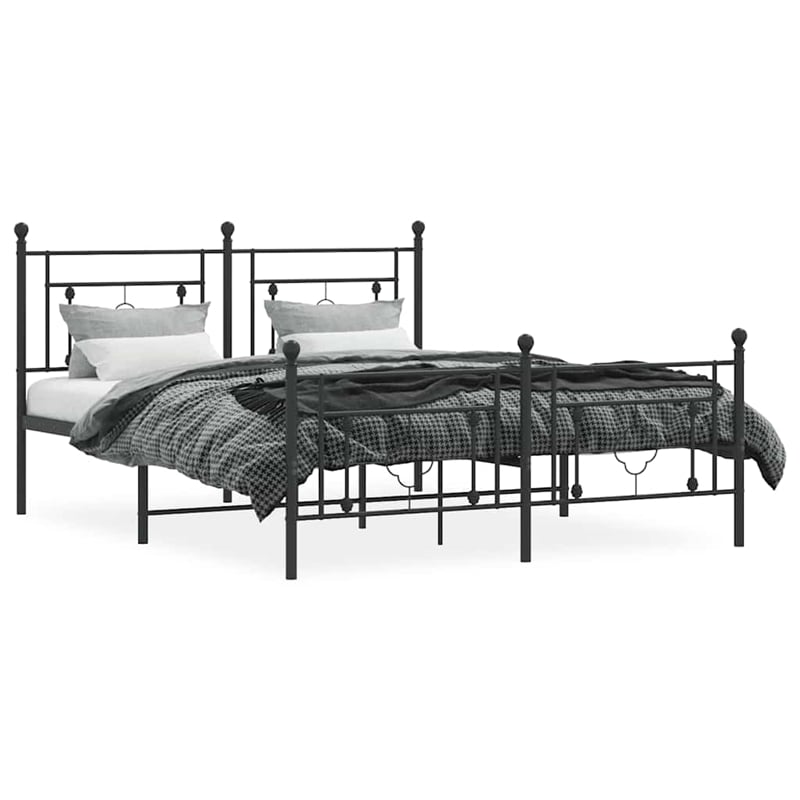 Pemberly Row Contemporary Powder-Coated Steel King Bed Frame in Black