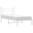 Pemberly Row Contemporary Powder-Coated Steel Single Bed Frame in White