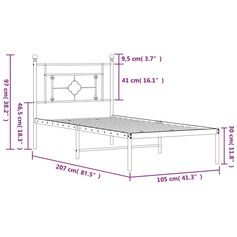 Pemberly Row Contemporary Powder-Coated Steel Single Bed Frame in White