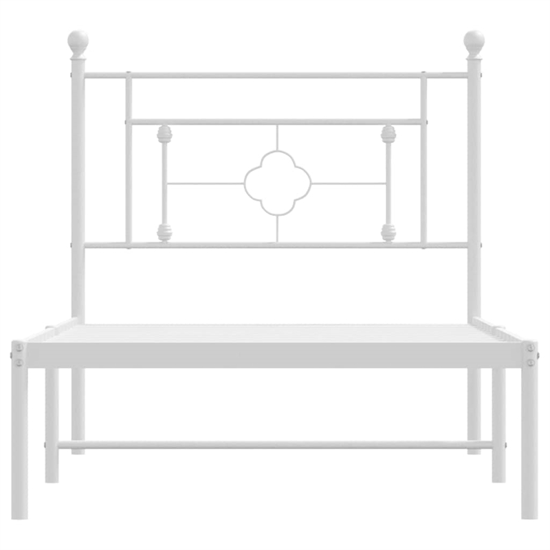 Pemberly Row Contemporary Powder-Coated Steel Single Bed Frame in White