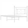 Pemberly Row Contemporary Powder-Coated Steel Single Bed Frame in White